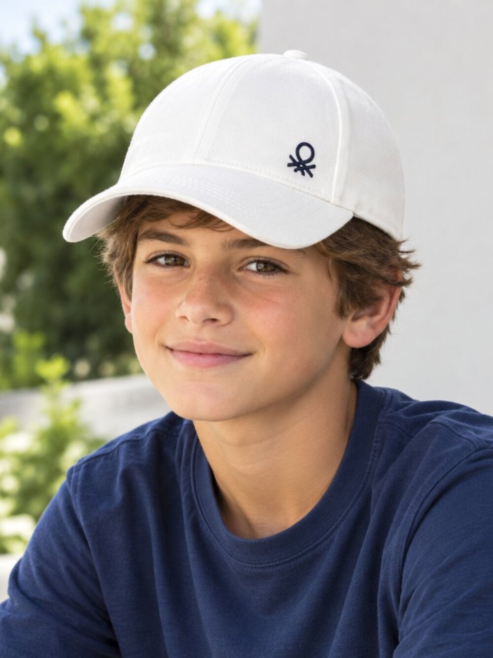 NWT Benetton Kids' Optical White Logo-embroidered Cotton Baseball Cap 6